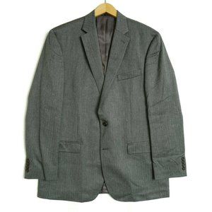 Lauren Ralph Lauren Mens Blazer Jacket Size 44L Long Grey Herringbone Rayon